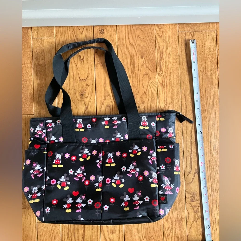Disney Baby Minnie Mickey Mouse Diaper Bag Black Red Excellent Condition